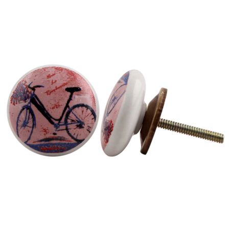 Multicolor Bicycle Flat Ceramic Drawer Knob